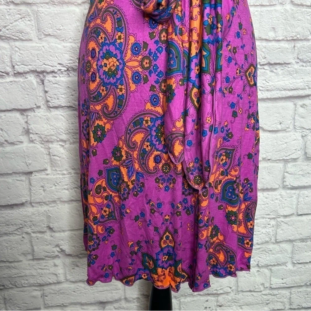 NWOT Free People Mixed Print V Neck Sleeveless Waist Tie Mini Dress